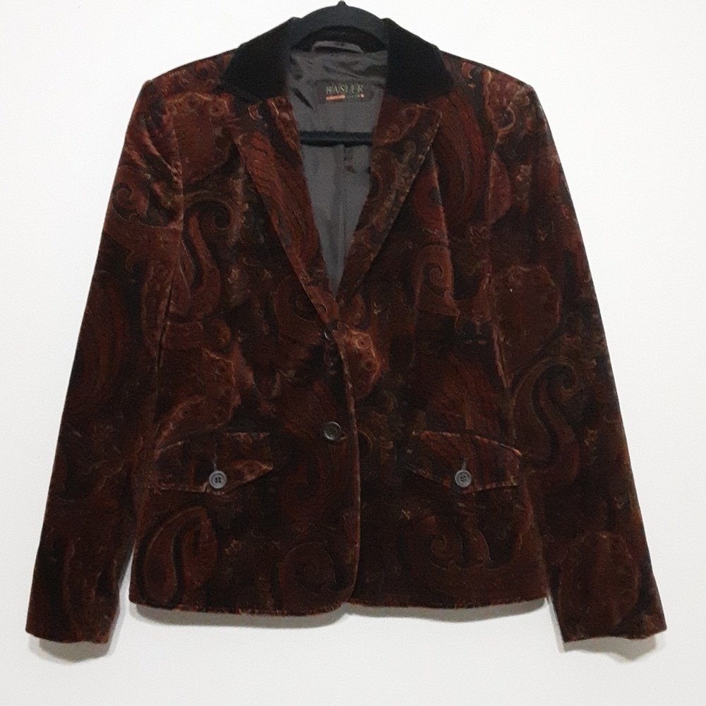 Vintage Basler paisley velour blazer jacket women 38 y2k event holiday retro